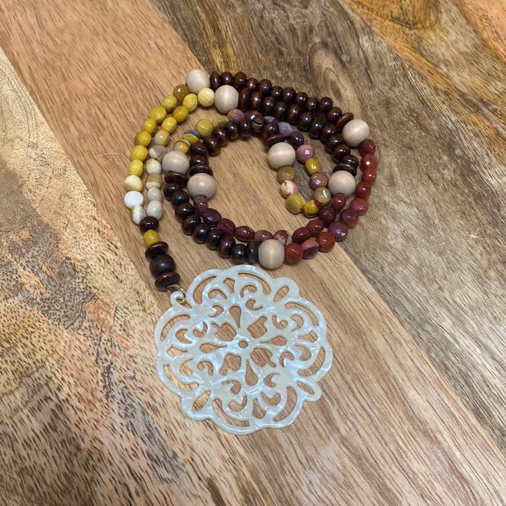 Mookite and Wood Necklace